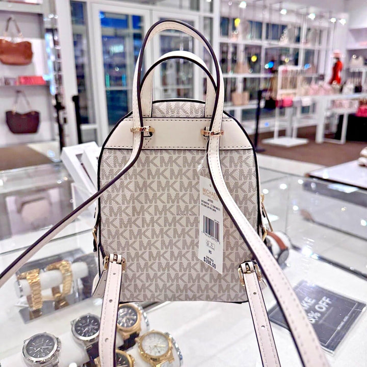 Michael Kors Jaycee XS Mini Convertible Rucksack MK Signature Crossbody (Light Cream), Helles Cremew