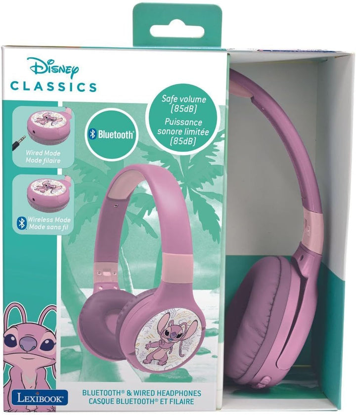 Lexibook, Disney Stitch, Angel 2-in-1 Bluetooth- und Kabelkopfhörer mit Mikrofon und Steuertasten, f