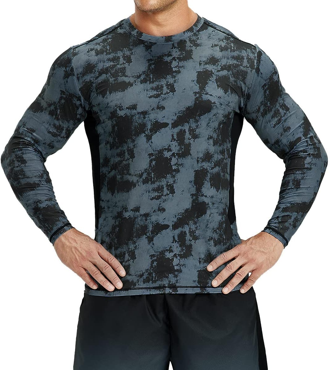 HUGE SPORTS Herren Laufshirt Langarmshirt Schnelltrocknend Sporthemden Atmungsaktiv Langarm Sportshi