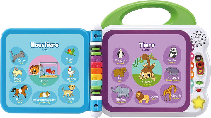 VTech Baby Mein 100-Wörter-Buch – Interaktives Bilderbuch zum Lernen erster Wörter mit 12 bilinguale
