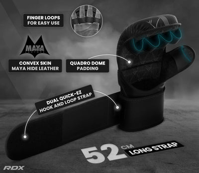 RDX MMA Handschuhe für Kampfsport Grappling Training, Maya Hide Leder Kara Sparring Handschuhe, Punc