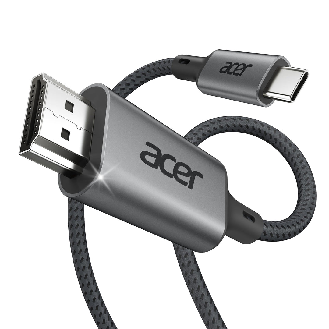 Acer USB C auf HDMI Kabel 4K@60Hz, Thunderbolt 3/4 kompatibel, Aluminium+Nylon, Typ-C zu HDMI für iP