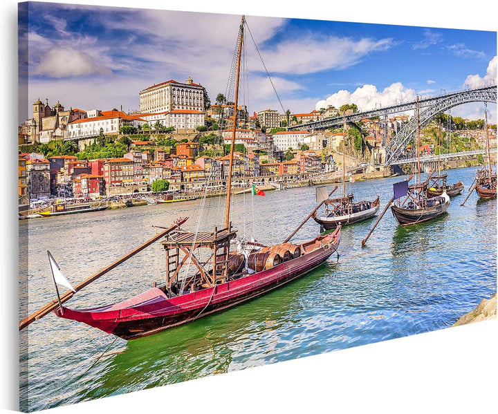islandburner Bild auf Leinwand Douro Fluss In Porto Portugal Bilder Wandbilder Poster Leinwand 80x40