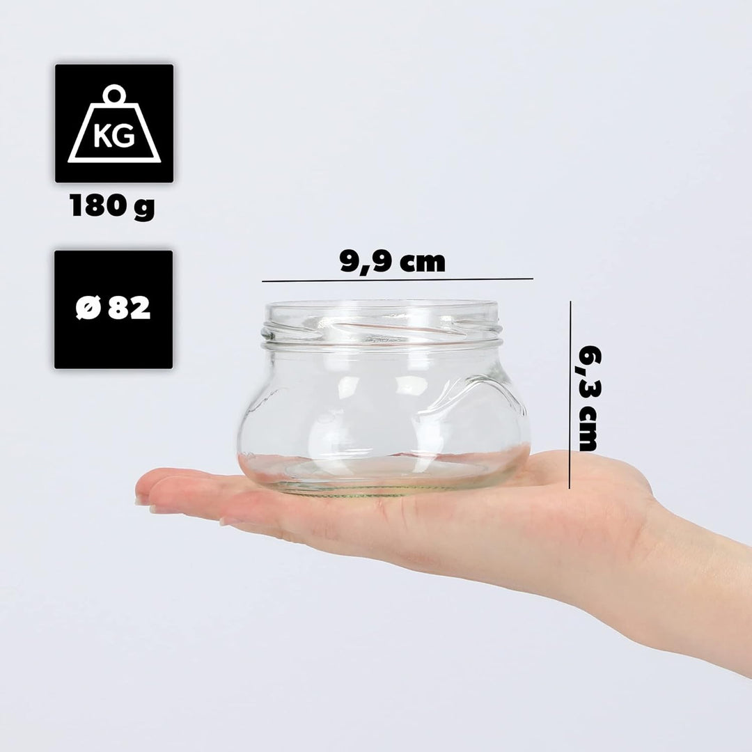 KADAX 10er Set Marmeladengläser 300ml TO82 Blumen, Einmachgläser Vorratsgläser Mason Jar mit Schraub