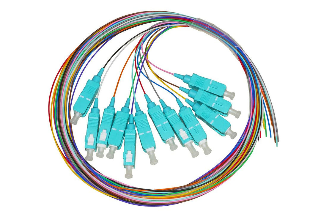 LINK LKSC12PT3 Set mit 12 Pigtail-Kabeln, Optische Faser, SC Om3 Simplex, 1 m, mehrfarbig
