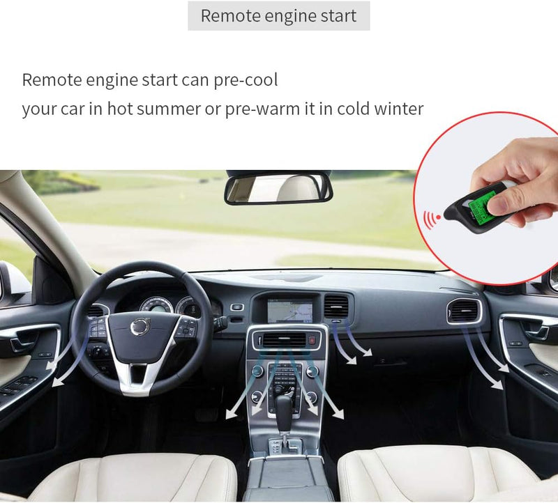 Easyguard EC202 2-Wege-Kfz-Alarmanlage mit LCD-Pager-Display, Remote-Motorstart und Mikrowellensenso