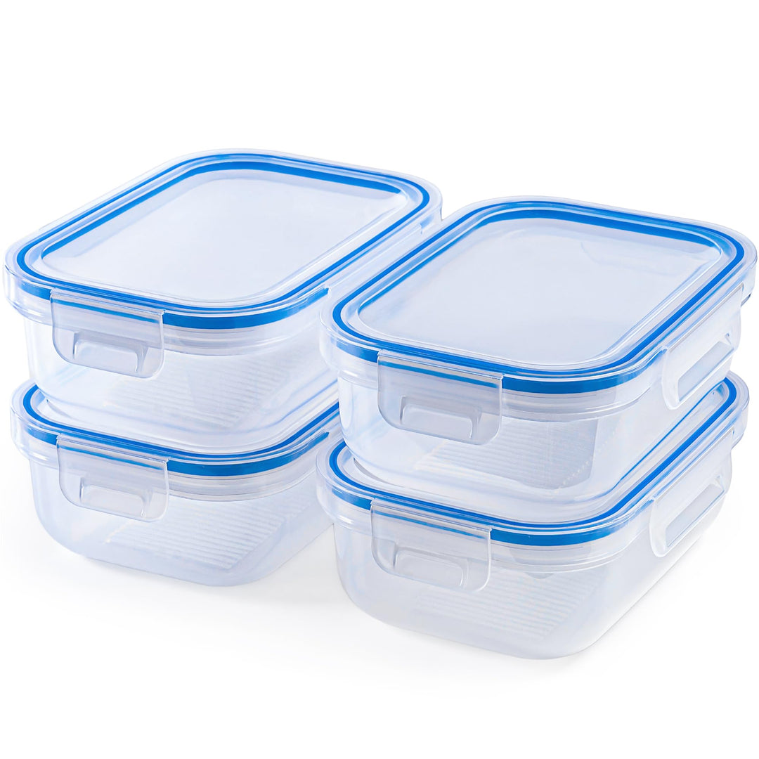 KONZEPT Frischhaltedosen mit Deckel 1L Set 4er Kühlschrank Organizer Transparent Mealprepboxen Stape