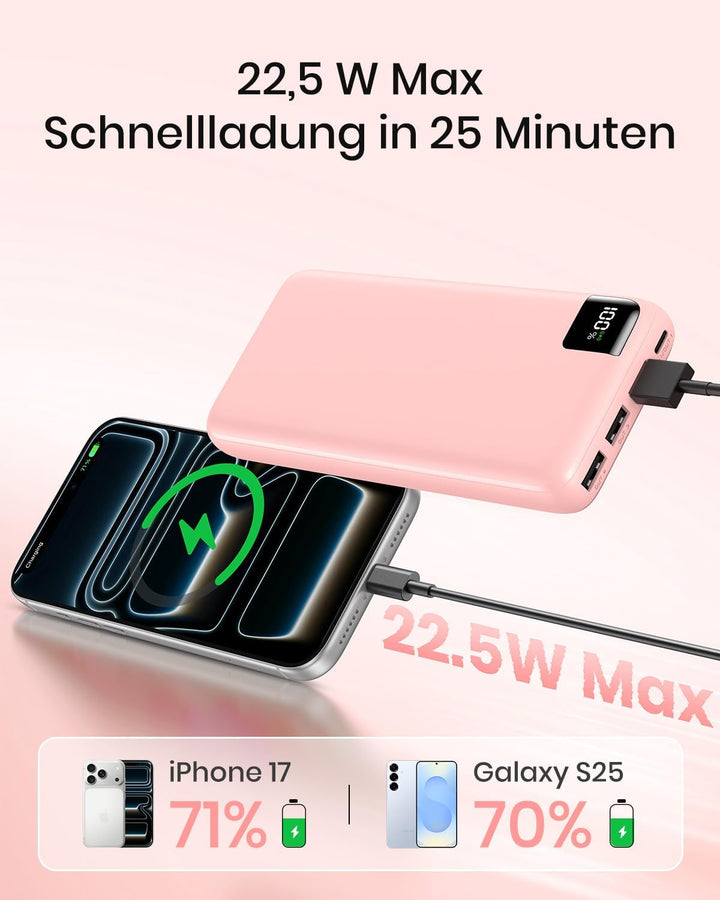 A ADDTOP Power Bank 20000mAh – 22.5W Schnellladefunktion klein Powerbank – Akkupack Externe Handyakk