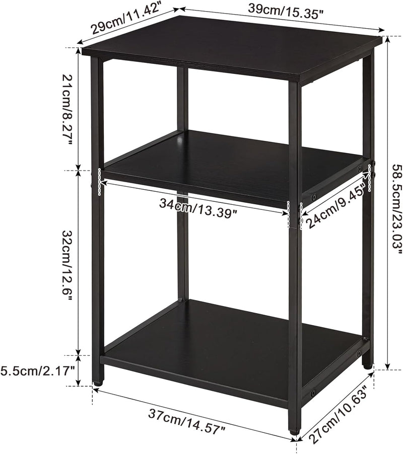 IBUYKE Beistelltisch,Nachttische mit 3 Ebenen,Kleiner Couchtisch,Metallgestell,Industrie-Design,für