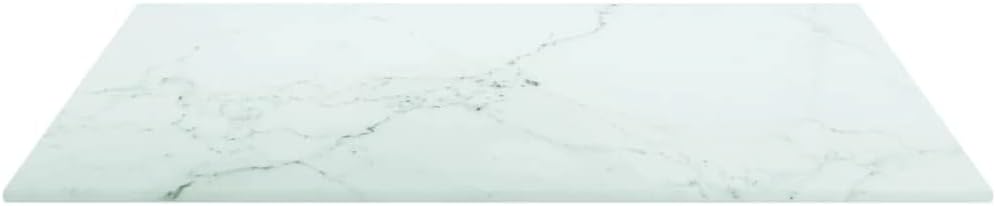 BADJAS Tischplatte Weiss Hartglas in Marmoroptik Schreibtischplatte, DIY Stabile Esstisch, Schreibti