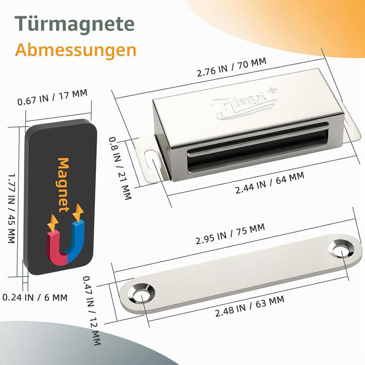 Türmagnete Stark Jiayi 8 Stück Tür magnete für Schranktüren 27kg Magnetschnäpper Edelstahl Türmagnet
