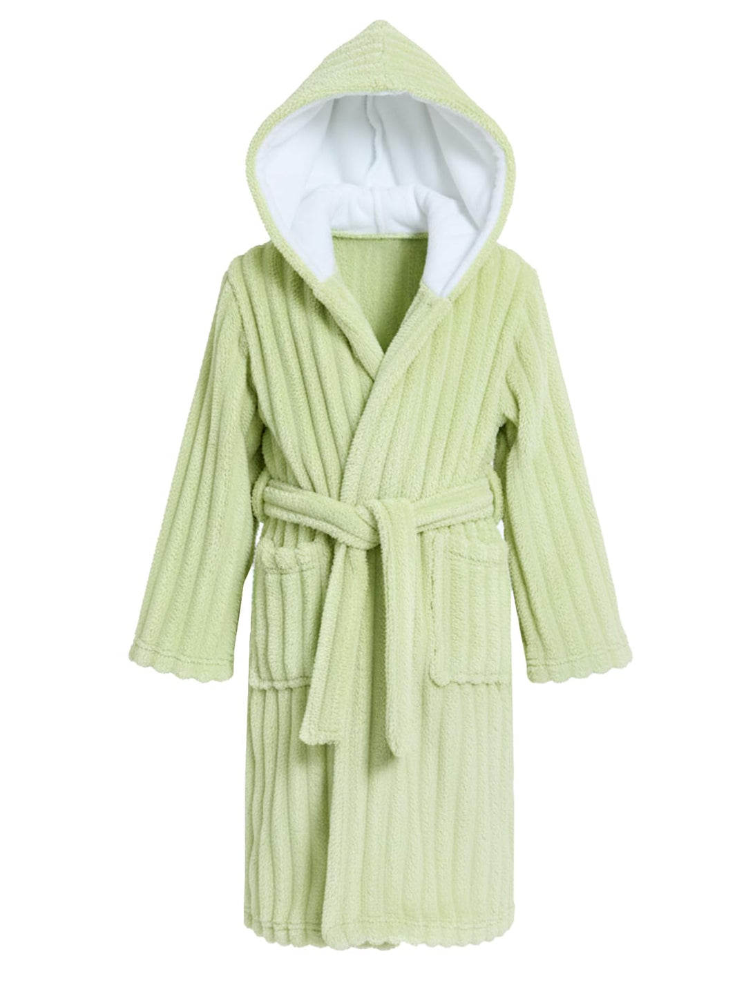 JiAmy Kapuzen Bademantel für Mädchen Flauschiger Fleece Plüsch Langer Schlafmantel Kinder Grün 13-14