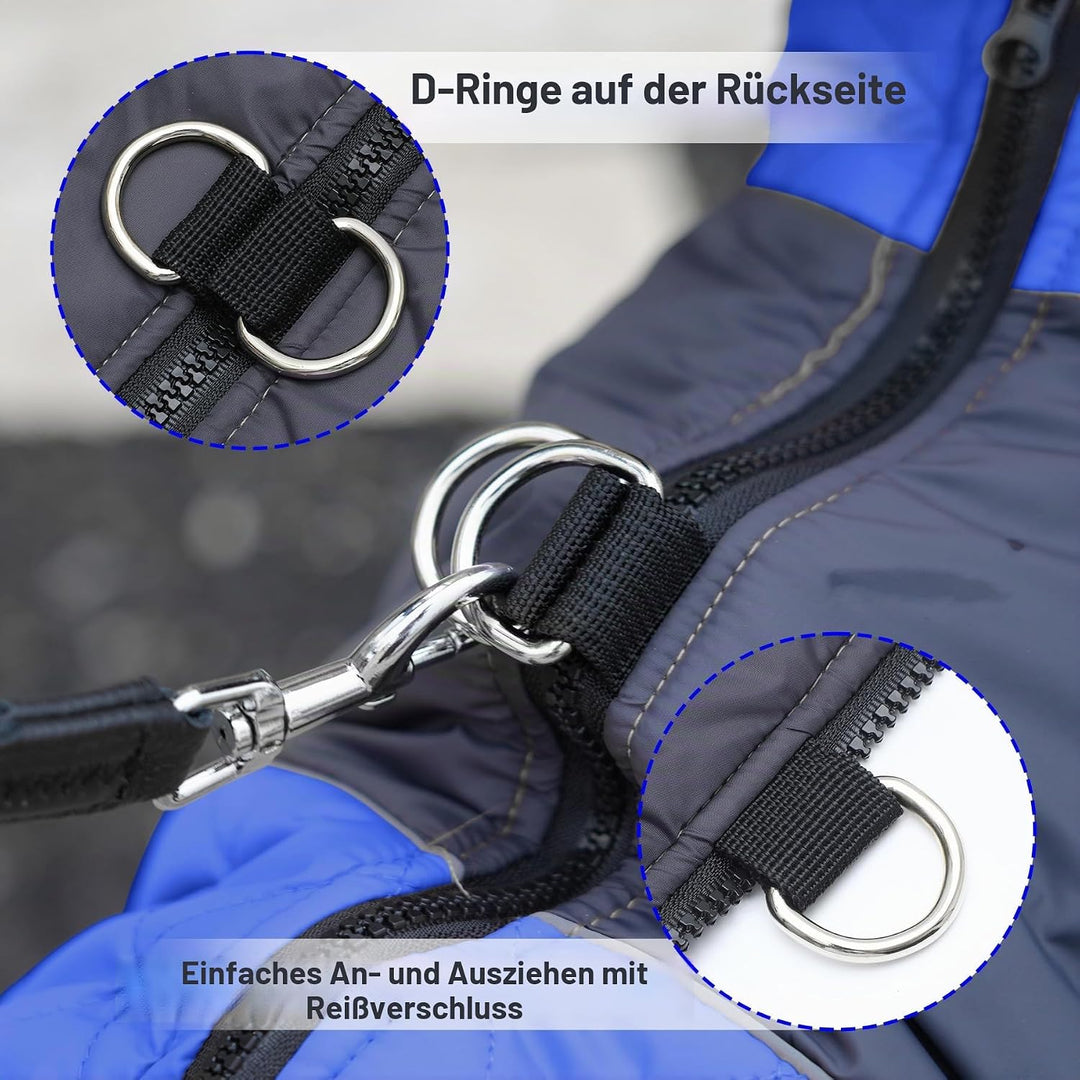 Warmer Fleece-Hundemantel für kleine Hunde, D-Ringe, wasserdichte Welpenjacke für den kalten Winter,