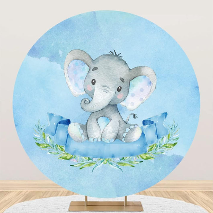 Renaiss 2.3m Elefant Thema Runde Kulisse Baby Dusche Kreis Bogen Hintergrund für Jungen Kinder Gebur