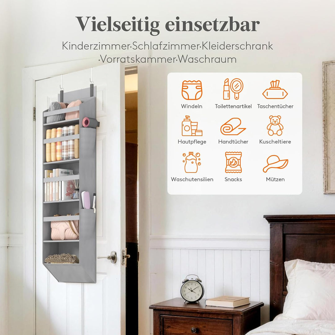 Lifewit Türorganizer Hängeorganizer, 5 Regal klar Fenster hängende Lagerung mit 4 Mesh Seitentaschen