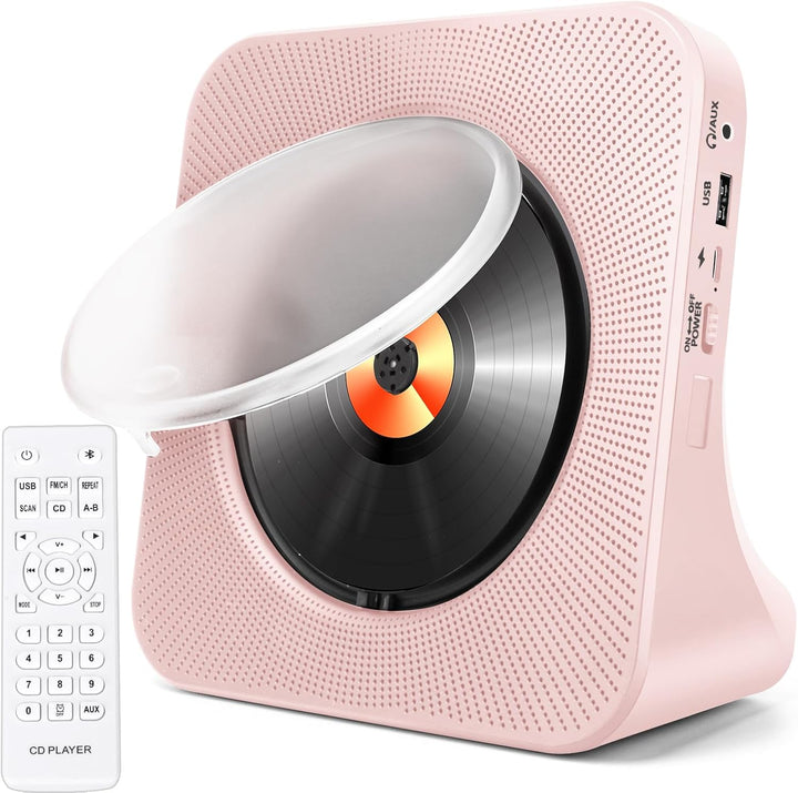 Tragbarer CD-Player für Zuhause, HoneTeek persönlicher CD-Player mit Bluetooth, Lautsprecher, Musik-