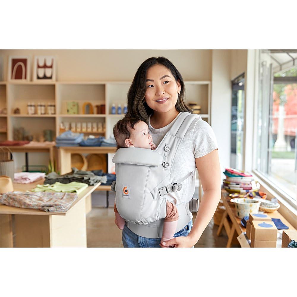 Ergobaby Adapt Babytrage für Neugeborene ab Geburt, 3-Positionen SoftTouch Cotton Ergonomische Babyb