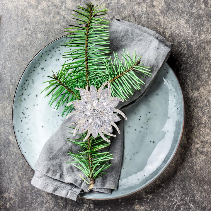 ZeeDix 8 Stück Silber Serviettenringe Weihnachten-Elegante Lotus-Motiv serviettenring für Tischdeko,