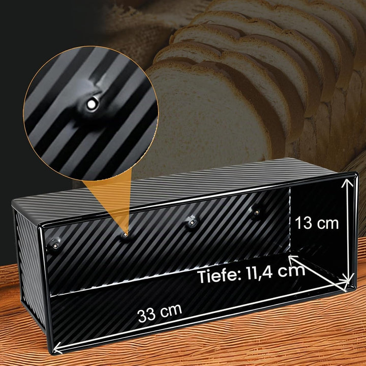 Toastbrot Backform 1000g, Antihaft Pullman Kastenform mit Deckel, Rechteckige Brotbackform aus Carbo