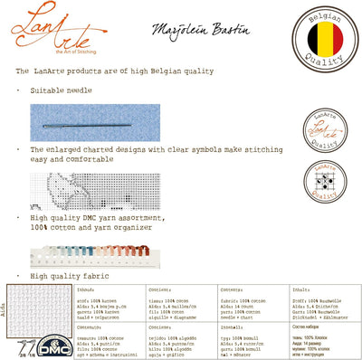 LANARTE PN Zählmusterpackung Sommerliches Bukett Kreuzstichpackung, Baumwolle, Mehrfarbig, 36 x 38 x