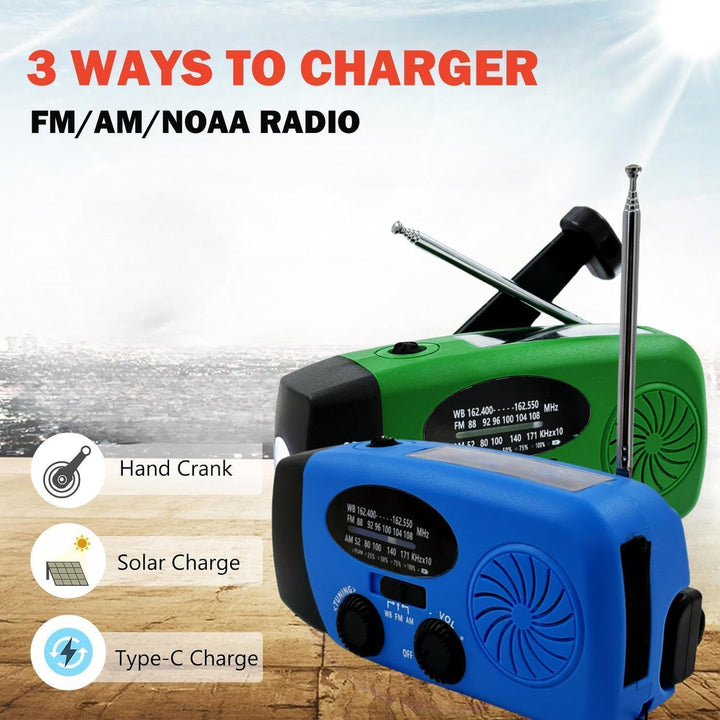 Solarradio zum Aufziehen, 5000 mAh, Notfallkurbel, Wetterradio, Solarradio mit Taschenlampe, NOAA/FM