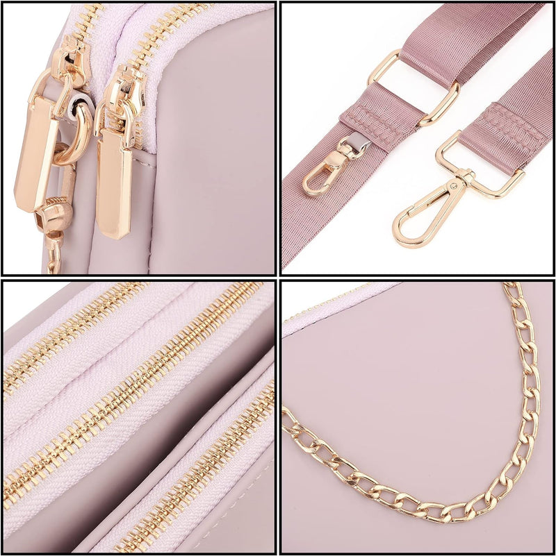 UTO Kleine Umhängetasche Damen 3 in 1 Crossbody Bag Damen Breiter Gurt mit Münzbeutel Handtasche mit