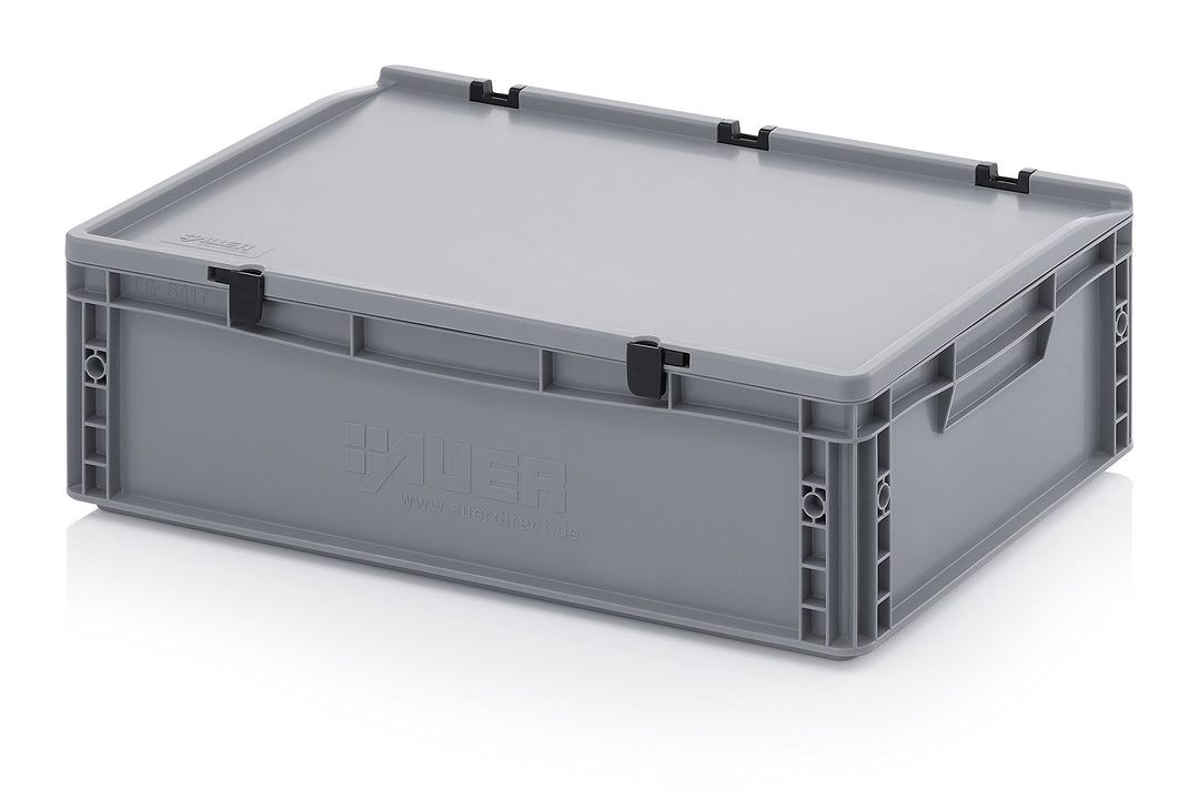 Auer Packaging Eurobehälter-Eurobox 60 x 40 x 18,5 cm mit Scharnierdeckel inkl. gratis Zollstock