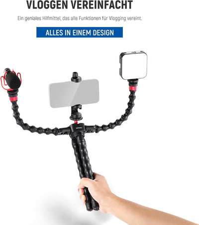 NEEWER T91 Stativ Flexibel mit 2 Magic Arm, Reise Mini Handystativ für Vlogging Auslöser/Telefonklem