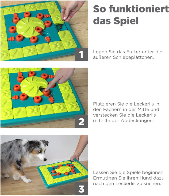 Outward Hound by Nina Ottosson Multipuzzle Level 4 Expert Dog Treat Puzzle for Enrichment, Blue, Mul