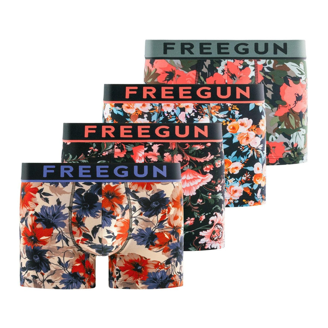 FREEGUN Herren Retroshorts (4er Pack) S Beige/Orange/Blau/Grün, S Beige/Orange/Blau/Grün