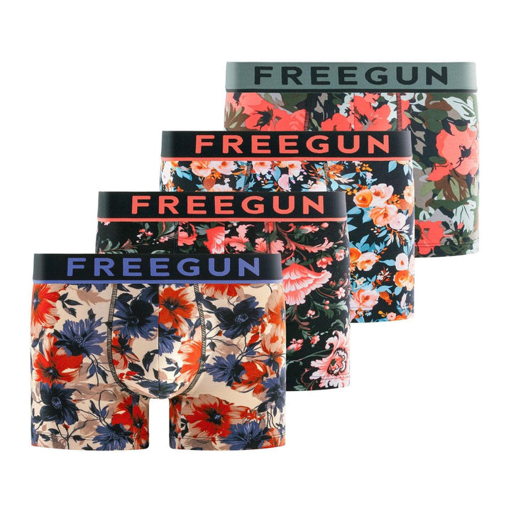 FREEGUN Herren Retroshorts (4er Pack) S Beige/Orange/Blau/Grün, S Beige/Orange/Blau/Grün