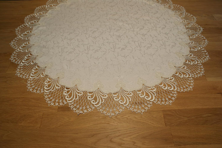 Plauener Spitze by Modespitze 3086E_14_130 Tischdecke Nizza E, Grösse 130 cm, rund 130 cm rund, 130