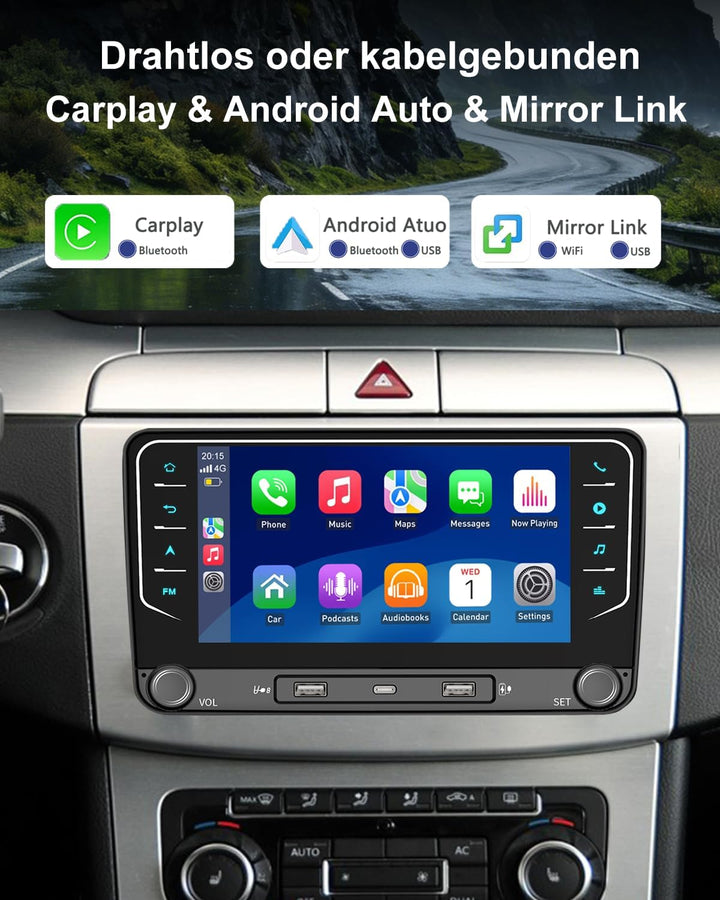 ESSGOO 4+64G Bluetooth Autoradio CarPlay und Android Auto Für VW Golf 5 6 Plus Touran Tiguan EOS Pas