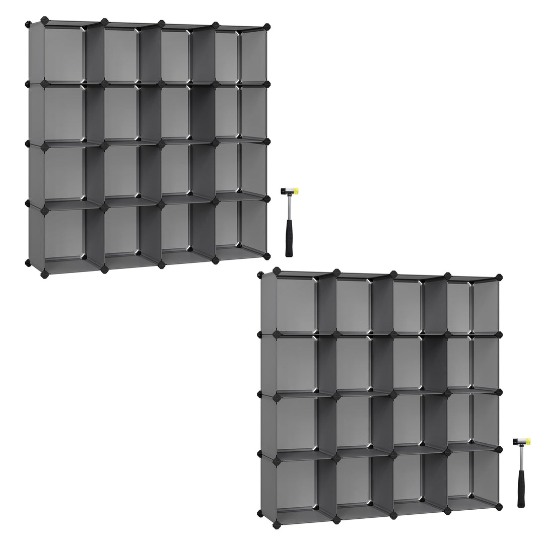 SONGMICS Schuhregal, Regalsystem, Steckregal, 16 Würfel x 2, DIY Würfelregal, stapelbar, aus PP-Kuns