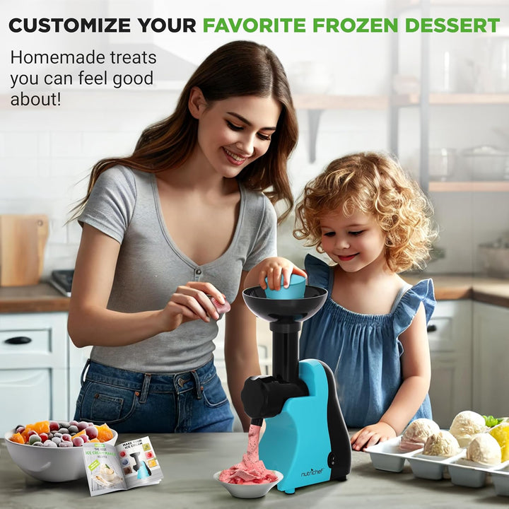 Nutrichef NCIM30 Electric Maker Fruit Sorbet Machine Makes Healthy Vegan Ice Cream Desserts, Soft Se