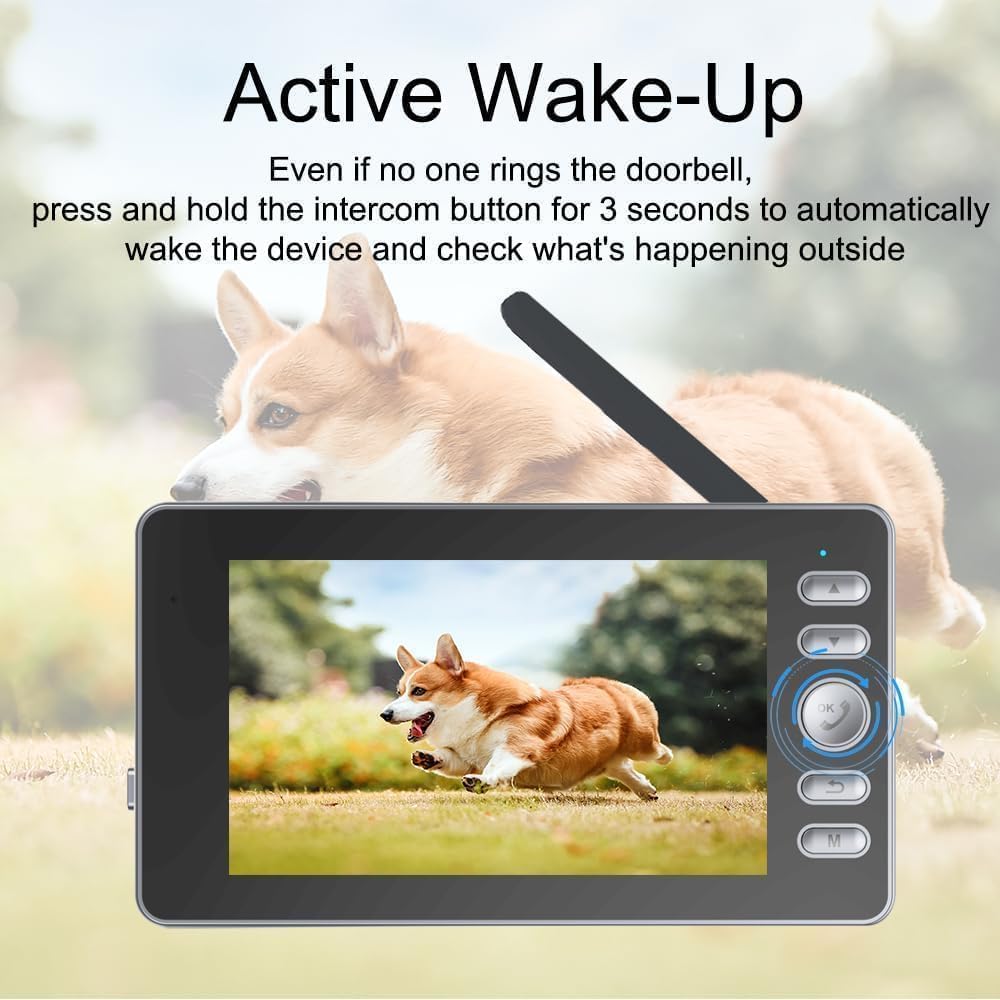 Winnes 1080P Video Türklingel mit Kamera Drahtlose Video Türklingel mit 4,3" Display,170° Weitwinkel