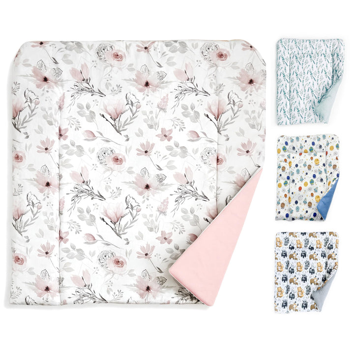 BABEES Wickelauflage Wickelunterlage 75x75 cm 100% Baumwolle Mädchen Junge Baby Kinder zweiseitig (M