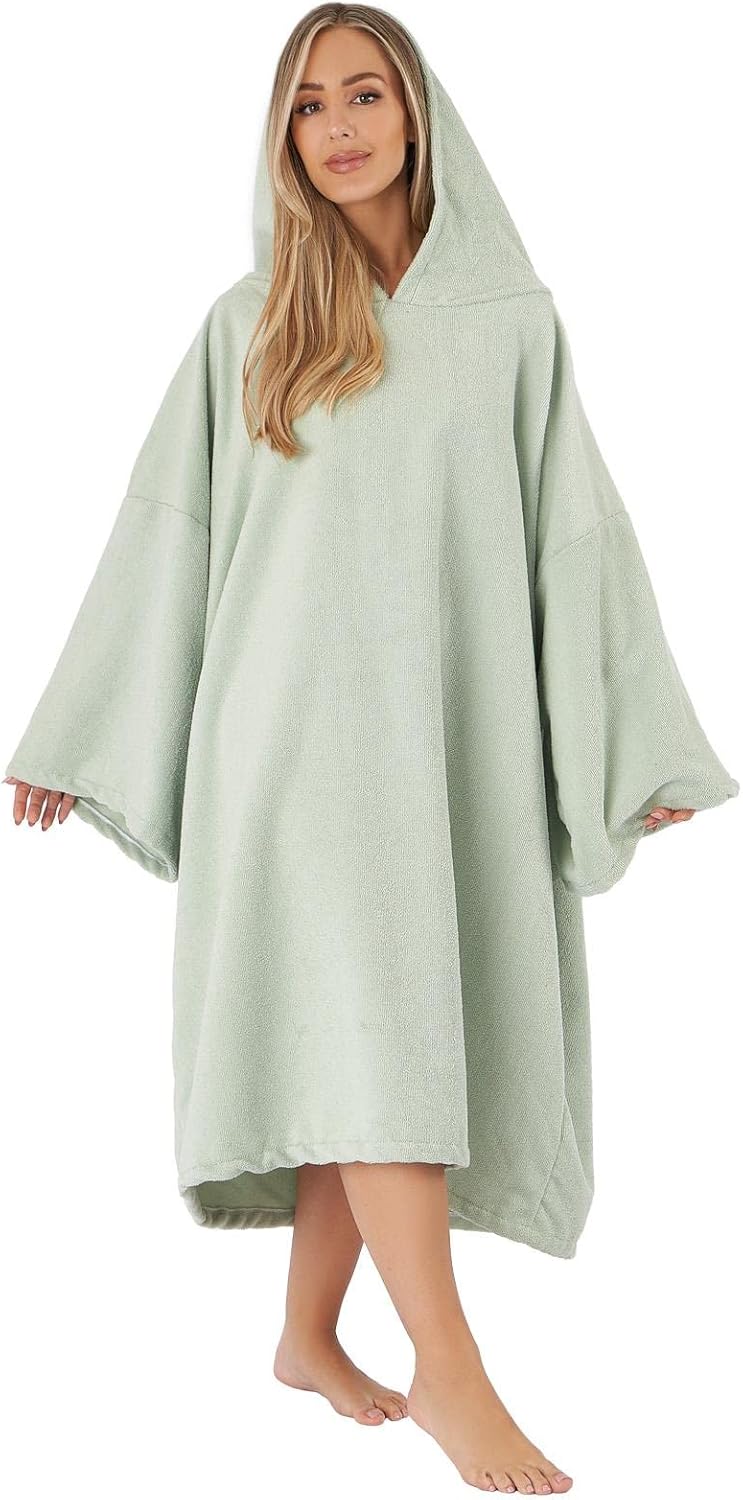 Brentfords Handtuch Poncho für Erwachsene, mit Kapuze, gross, zum Schwimmen, Surfen, Strand, saugfäh
