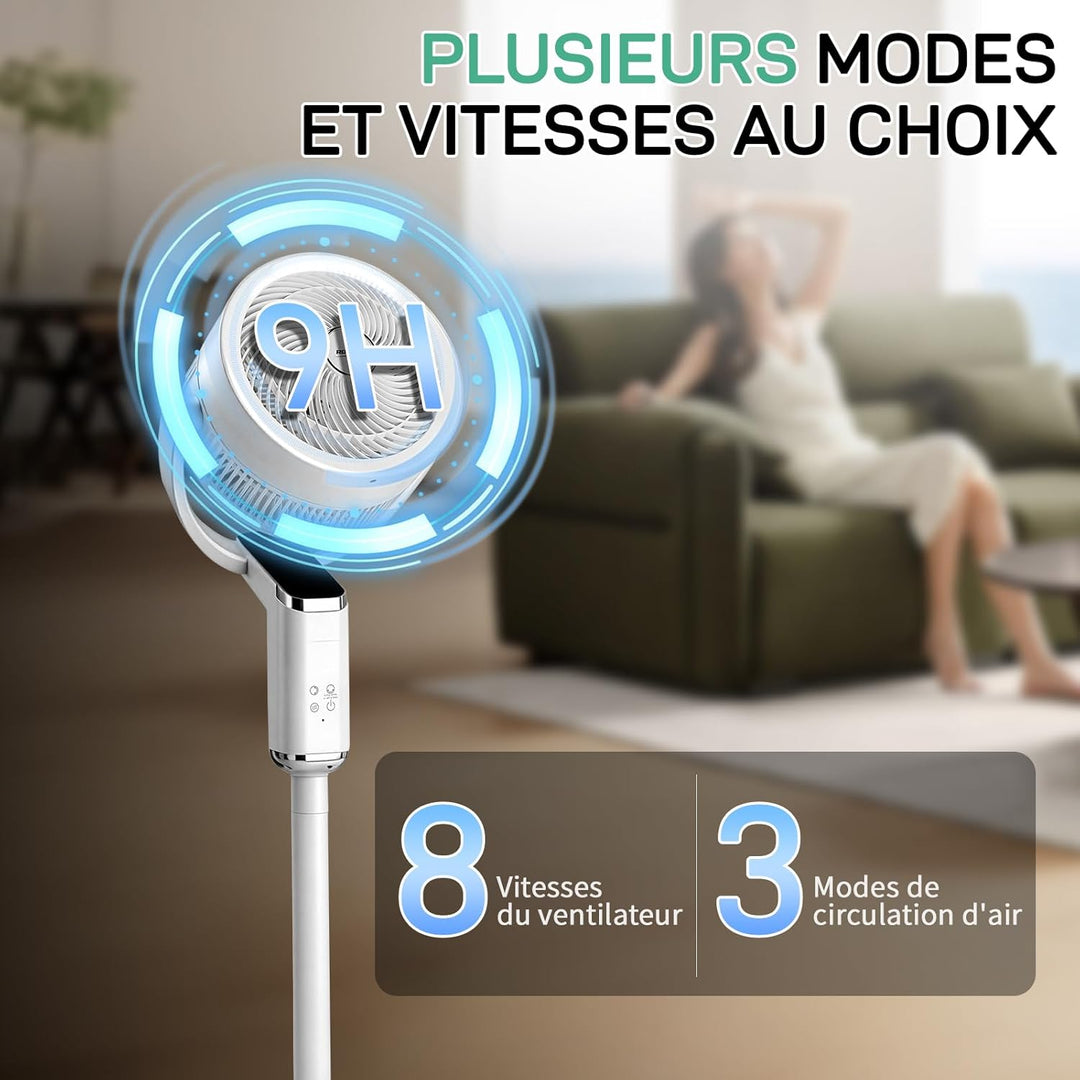 LEADZM Standventilator, leise, leistungsstark, omnidirektionale Oszillation 90 ° + 120 °, Höhe 62 –