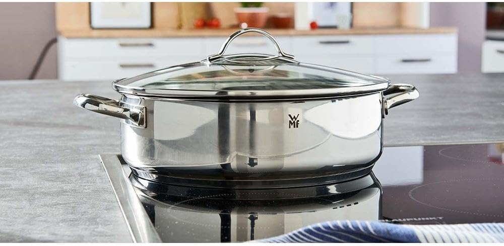 WMF Schmorpfanne 28cm Induktion, Schmortopf mit Deckel 5l, Cromargan Edelstahl beschichtet, backofen