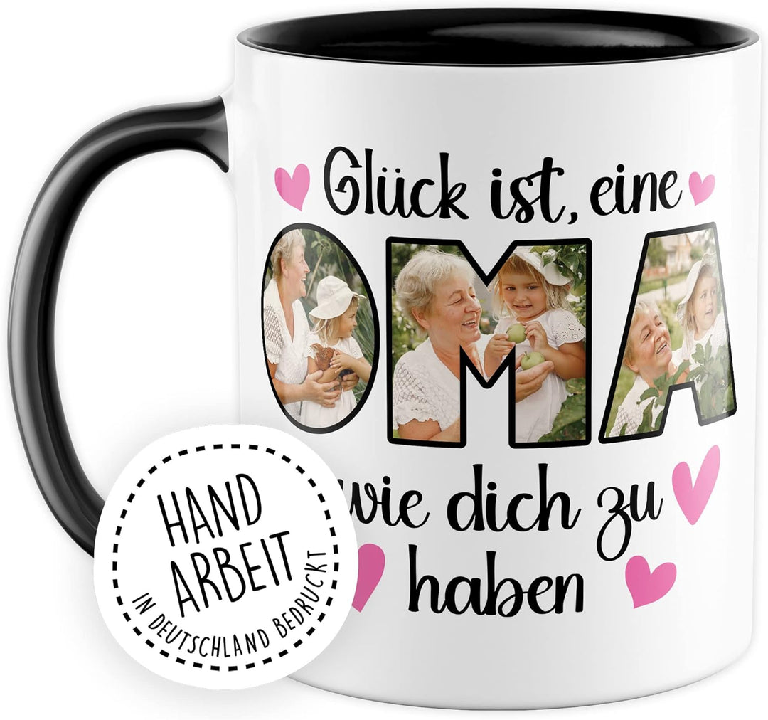 Oma Tasse personalisiert mit Bild, Glück ist eine Oma wie dich zu haben, Geschenk personalisierbar G
