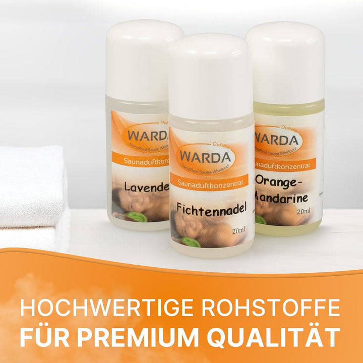 Miniatur-Set mit 24x 20 ml Flaschen von Warda Saunaduftkonzentrat Adventskalenderfüllung (24, HOLZIG