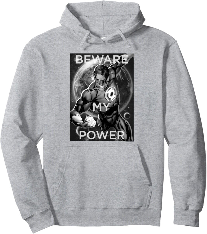 Green Lantern Beware My Power Grayscale Pullover Hoodie