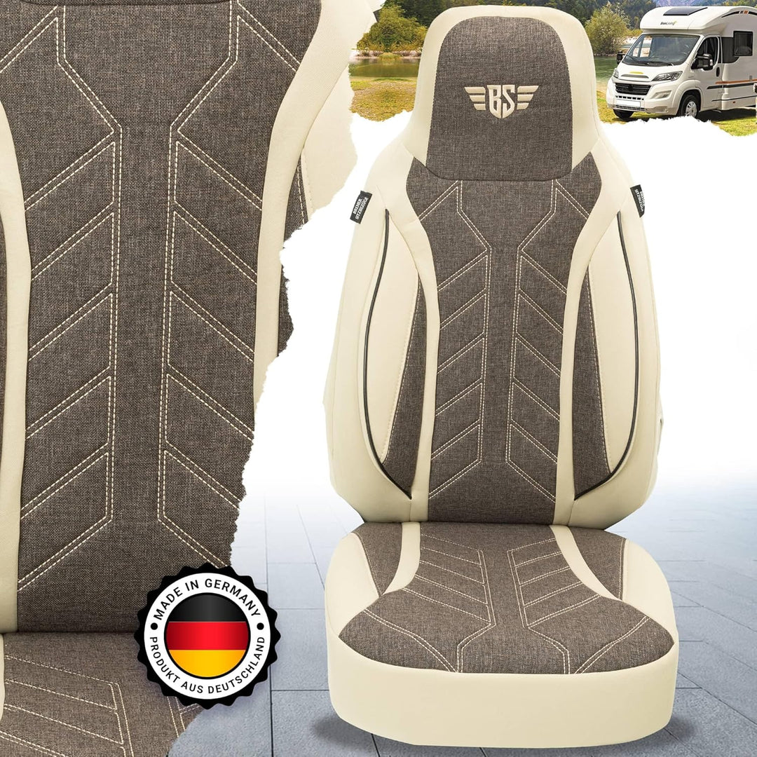 BREMER SITZBEZÜGE Wohnmobil Schonbezüge für FIAT Ducato Jumper Boxer PLKT211 PLKT211 - Beige/Braun,