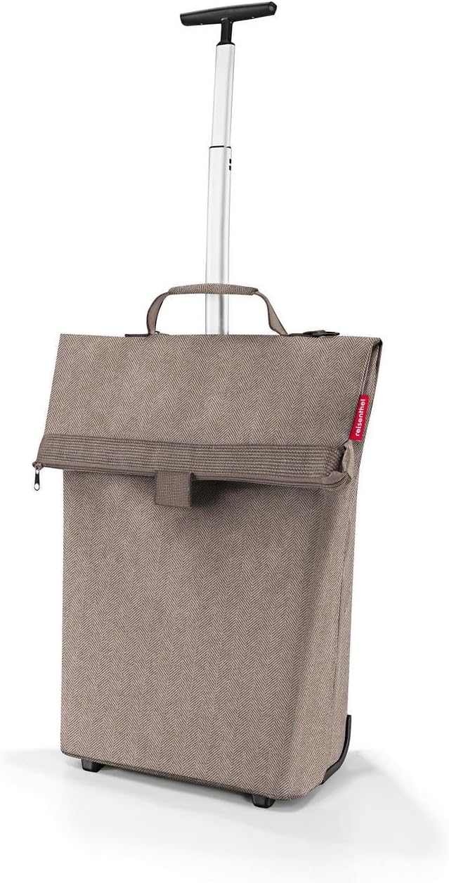 reisenthel Trolley M Herringbone Mokka – Tragbarer Einkaufstrolley mit stabilem Aluminiumrahmen – Au