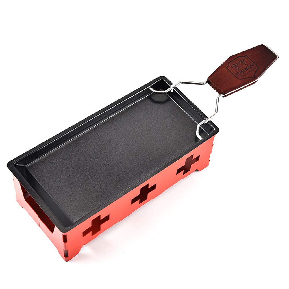 Käse Grill Käse Schmelzgerät Tragbar Kerzenlicht Raclette-Metall Antihaft-Käsepfanne (Rosso) Rot, Ro
