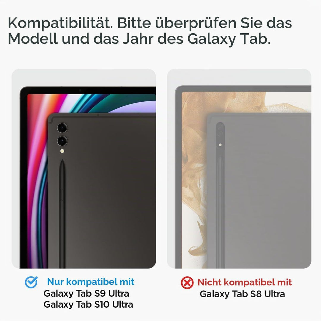 Spigen Glas.tR EZ Fit Schutzfolie kompatibel mit Samsung Galaxy Tab S9 Ultra, 14.6 Zoll, Schablone f