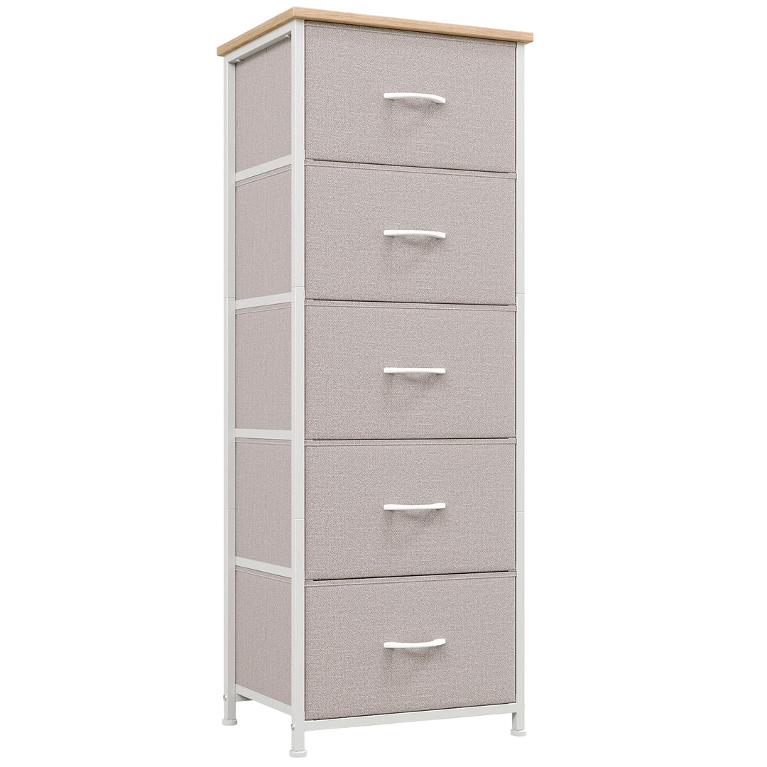 Somdot Kommode mit Schubladen aus Stoff für Schlafzimmer, Kommode Wohnzimmer Flur, Komodenschrank Sc