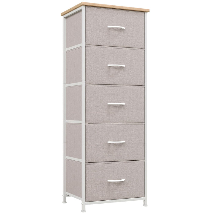 Somdot Kommode mit Schubladen aus Stoff für Schlafzimmer, Kommode Wohnzimmer Flur, Komodenschrank Sc