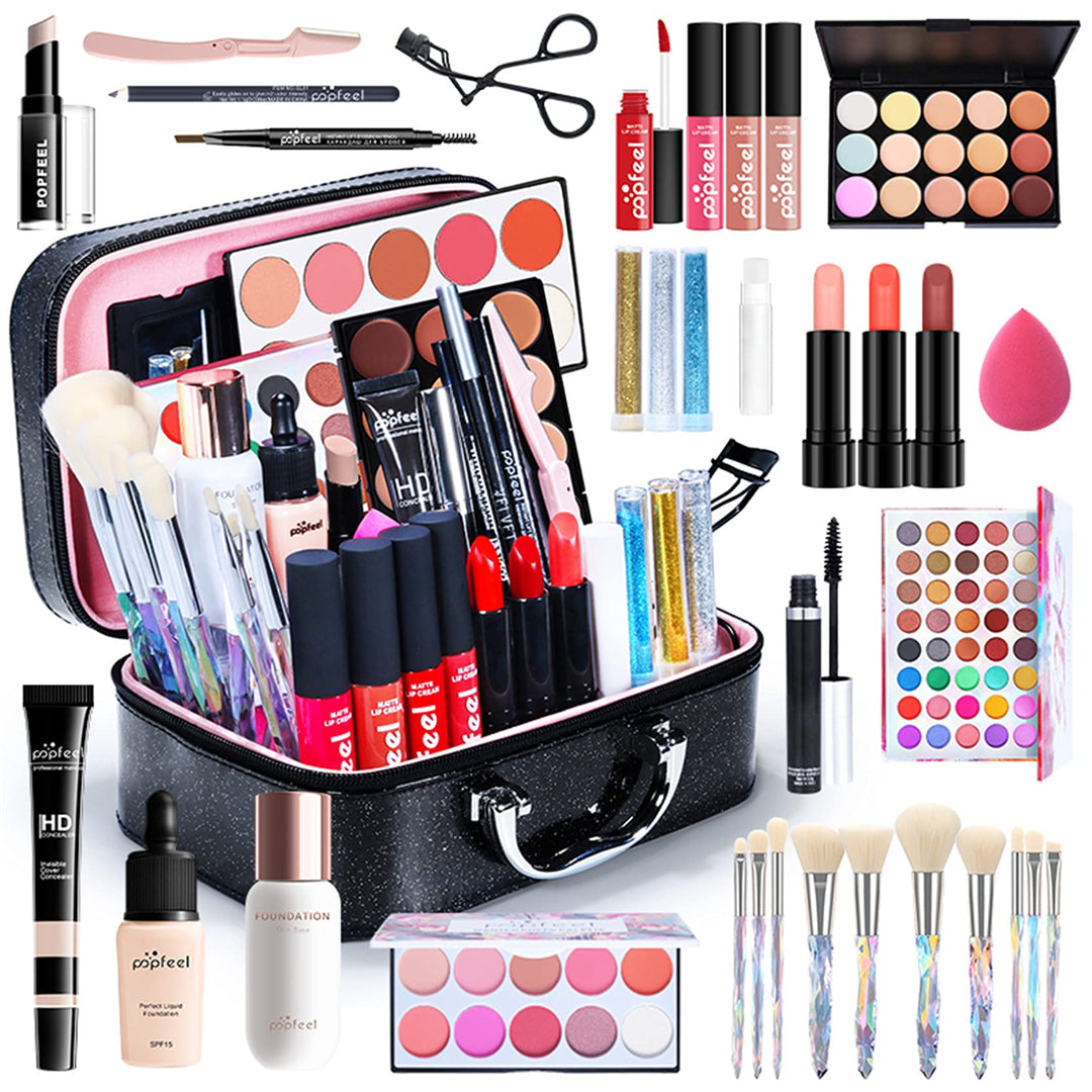 Professionelles Make-up Sets, MKNZOME 34St Schminke Starter Kit mit Schminktasche Tragbare Reise Mak